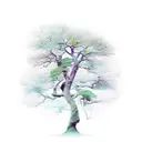 tree combined by a frog tattoo design idea