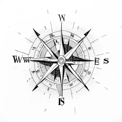 compass with mountains  tattoo design idea