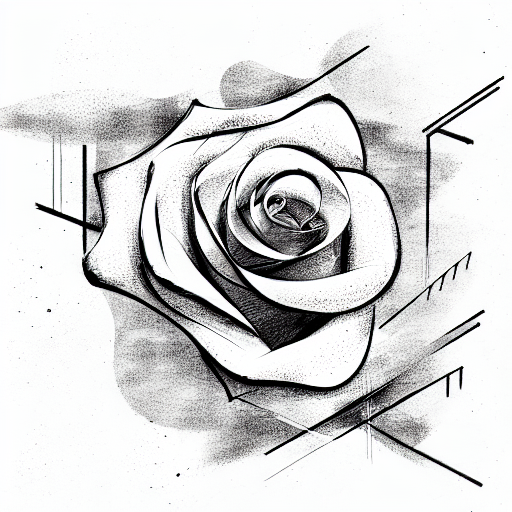 Abstract Piano Keys and one Rose tattoo design idea