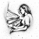 Memorial grandma with piano and rose tattoo design idea