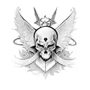 gothic style angels and demons chest piece  tattoo design idea