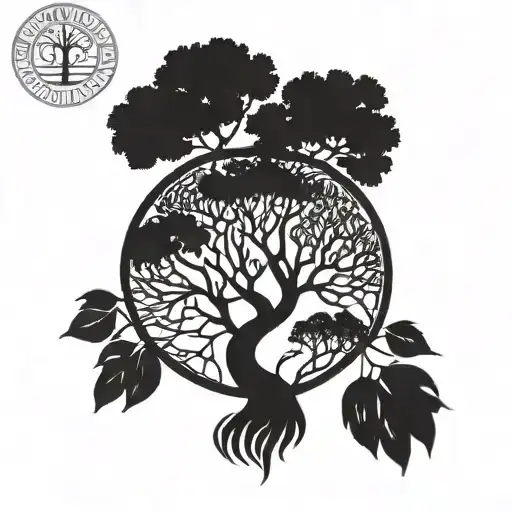 willow tree and tree of life intertwined tattoo design idea