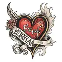 broken heart with name "Erika" tattoo design idea