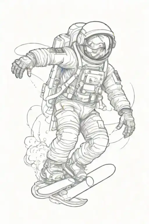 snowboarding astronaut  tattoo design idea