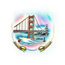 clipper ship with Golden Gate Bridge background  tattoo design idea