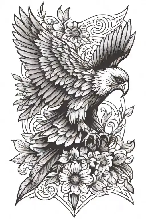 arrow polish eagle daisey tattoo design idea