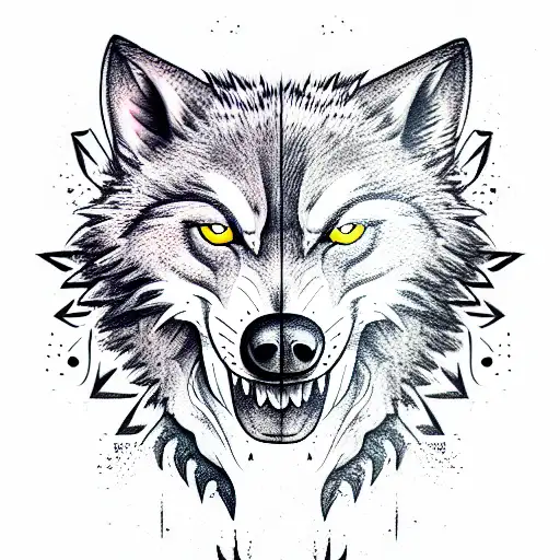 Angry Wolf tattoo design idea