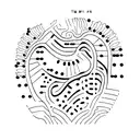 The name Daphne in morse code , a Labrador paw print  tattoo design idea