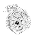 Daphne written in morse code , a dog paw print  tattoo design idea