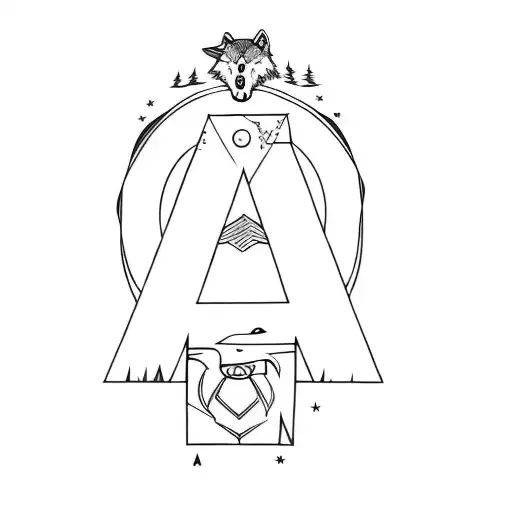 show the wolf at the bottom of A, the second half gap tattoo design idea