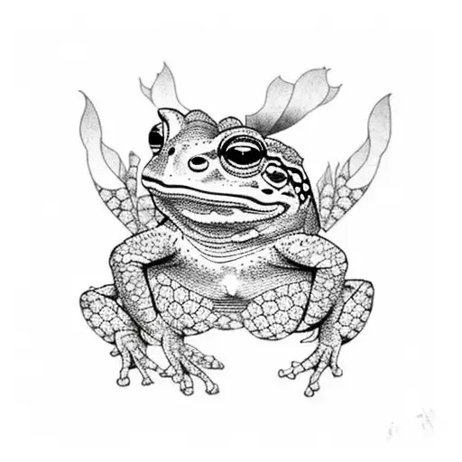 bufo alvarius toad with lotus flower tattoo design idea