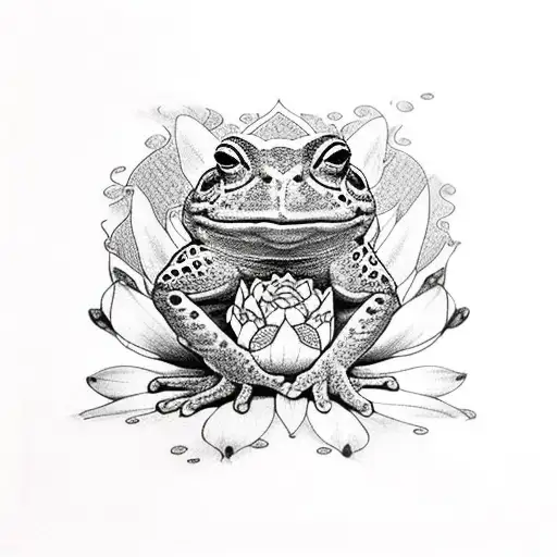 bufo alvarius toad with lotus flower tattoo design idea