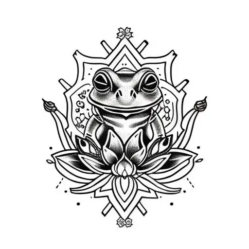 bufo alvarius with lotus flower tattoo design idea