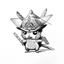 pikachu with a straw hat on a Zelda dragon tattoo design idea