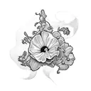 one Sweet pea Flower and one Aster Flower tattoo design idea