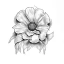 one Sweet pea Flower and one Aster Flower tattoo design idea