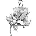 one Sweet pea Flower and one Aster Flower tattoo design idea