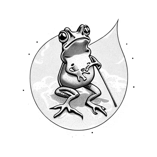 toad on a broom tattoo design idea