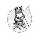 toad on a broom tattoo design idea
