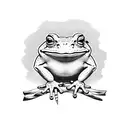 toad on a broom tattoo design idea
