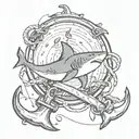 SHARK ANCHOR IN MY STORM tattoo design idea