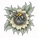 sunflower with jumping spider tattoo design idea