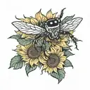 sunflower with jumping spider tattoo design idea