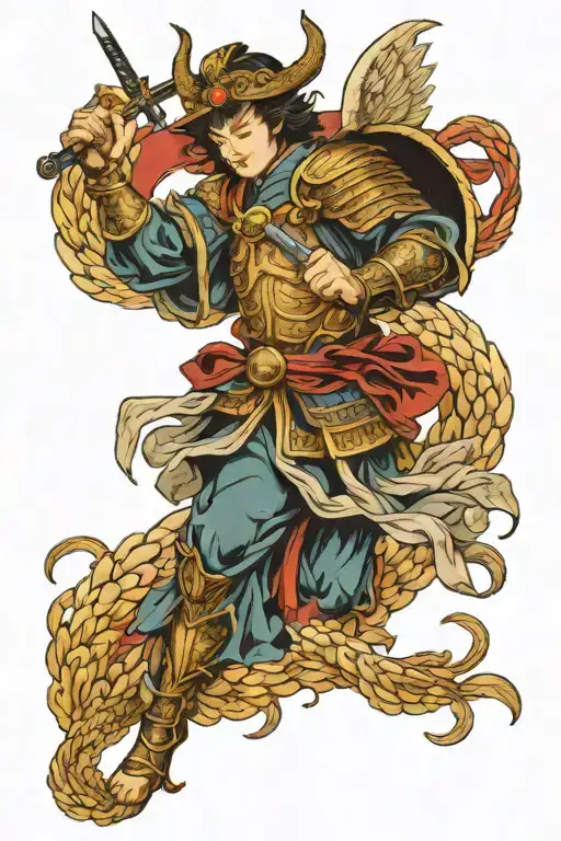 archangel Michael fighting tattoo design idea