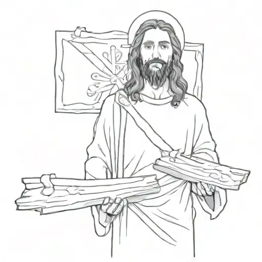 jesus holding a sign that says the gallery tattoo design idea