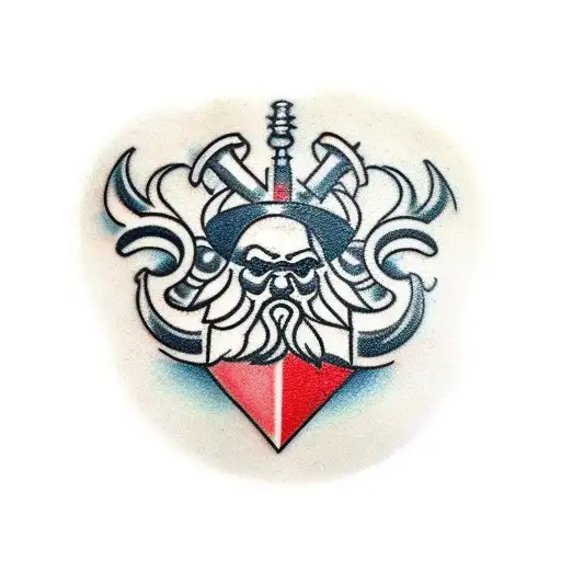 A ornament shoulder rattoo, that covers previius rattio - hammer and sickle - completely tattoo design idea