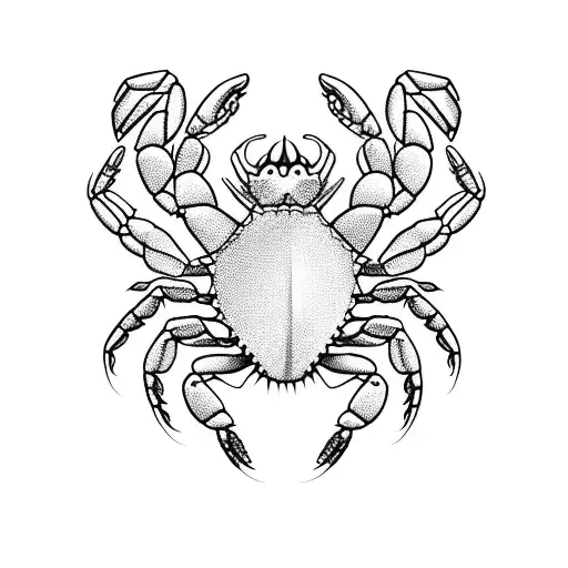 crab 69 cancer yin and Yang big claw tattoo design idea