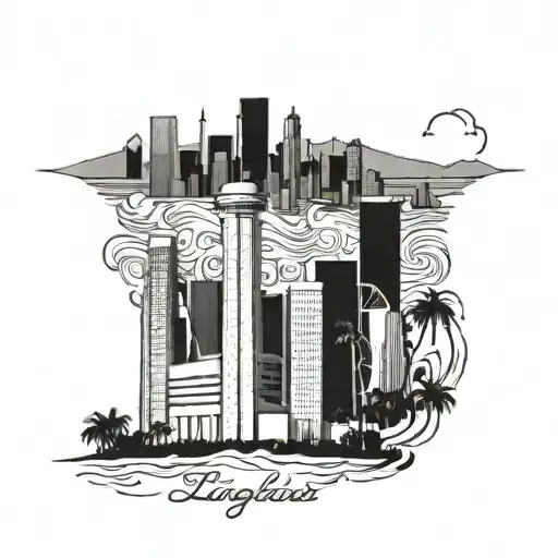 Los Angeles skyline tattoo design idea