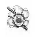 Skeleton hands with poppy flowers tattoo design idea