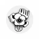 Skeleton hands with poppy flowers tattoo design idea