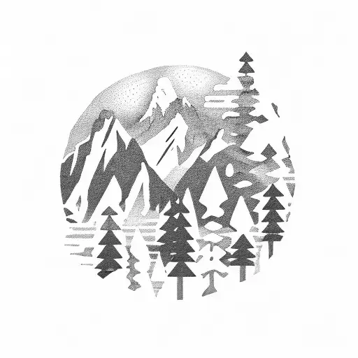 grand teton mountain range with letters j, c, c, p tattoo design idea