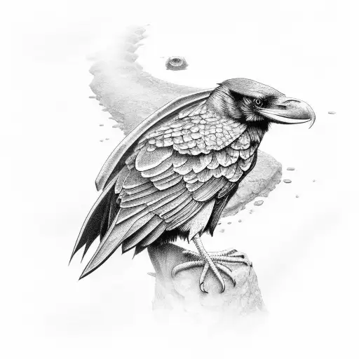 raven and snake tattoo design idea
