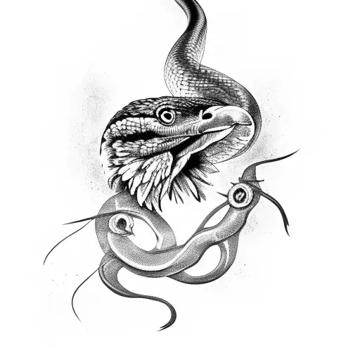 raven and snake tattoo design idea