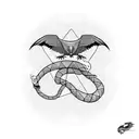 raven and snake tattoo design idea