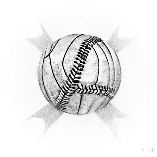 A baseball with a halo above it, symbolizing your boyfriend's presence tattoo design idea