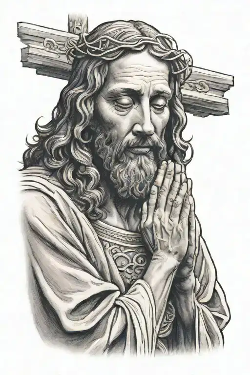 jesus praying tattoo design idea