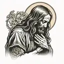 jesus praying tattoo design idea