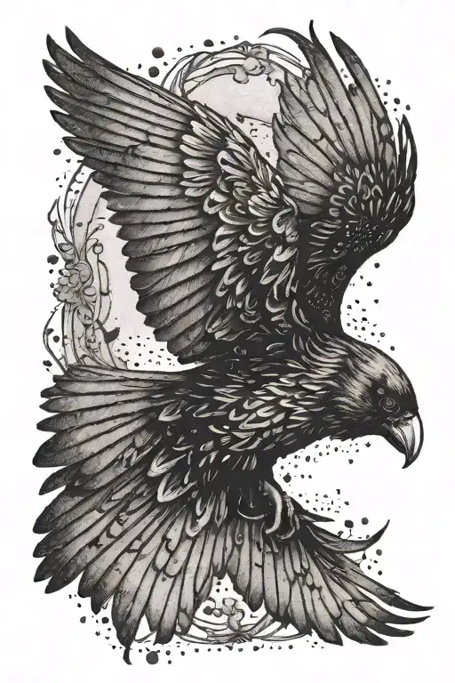 crow flying tattoo design idea