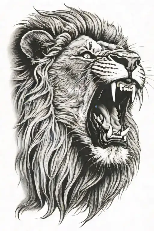 Lion face screaming tattoo design idea