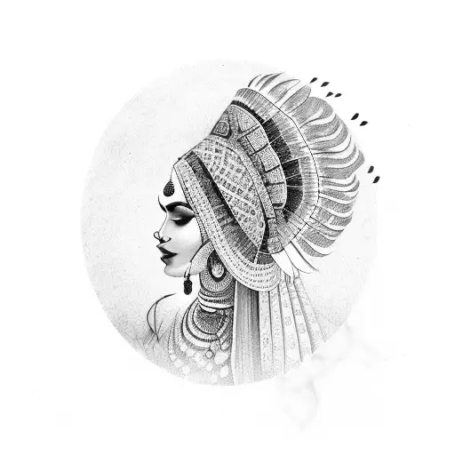 Indian woman tattoo design idea