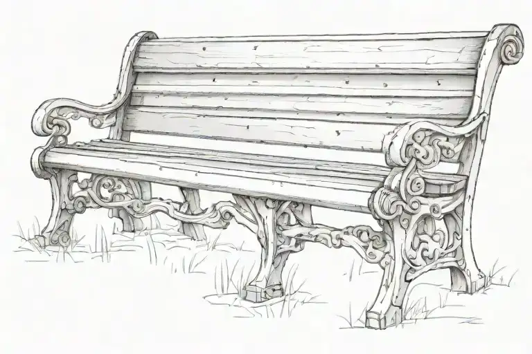 Park bench tattoo design idea
