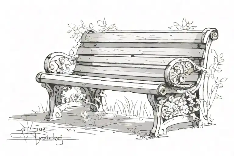 Park bench tattoo design idea