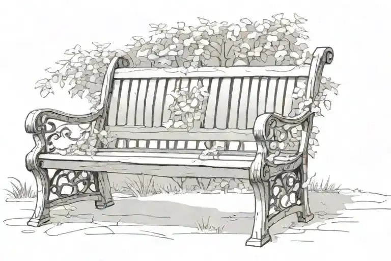 Park bench tattoo design idea