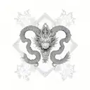 japanese  dragons with fractal geometry forearm sleeve tattoo design idea