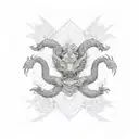 japanese  dragons with fractal geometry forearm sleeve tattoo design idea