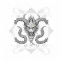 japanese  dragons with fractal geometry forearm sleeve tattoo design idea